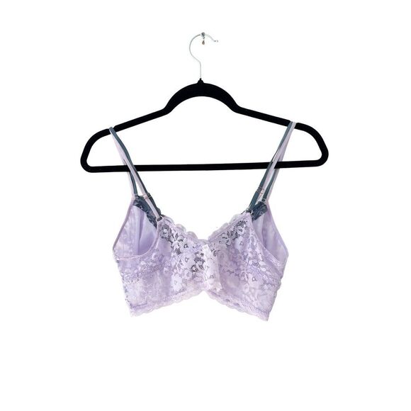 Rose + Vine Lavender Floral Lace Lightly Lined Soft Cup Bralette Bra - Picture 2 of 10